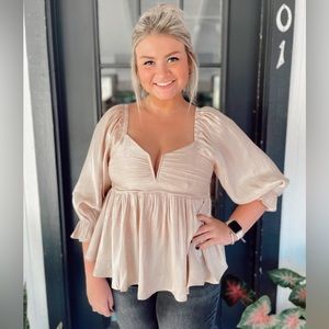 Satin Neutral Baby-doll Top